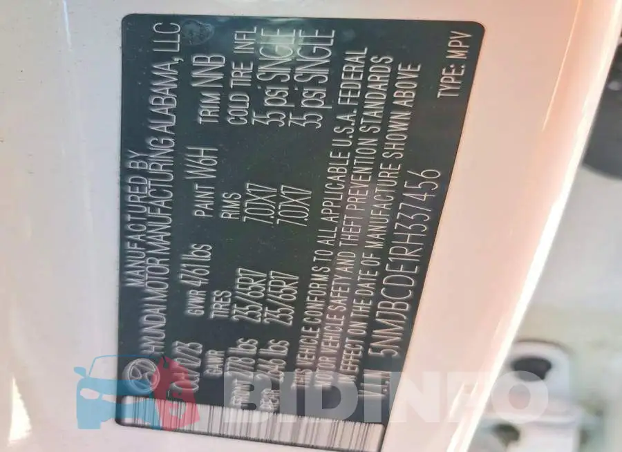 5NMJBCDE1RH337456 Photo# 13