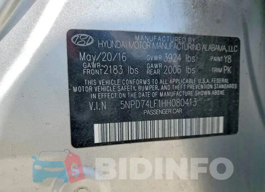 5NPD74LF1HH080413 Photo# 14