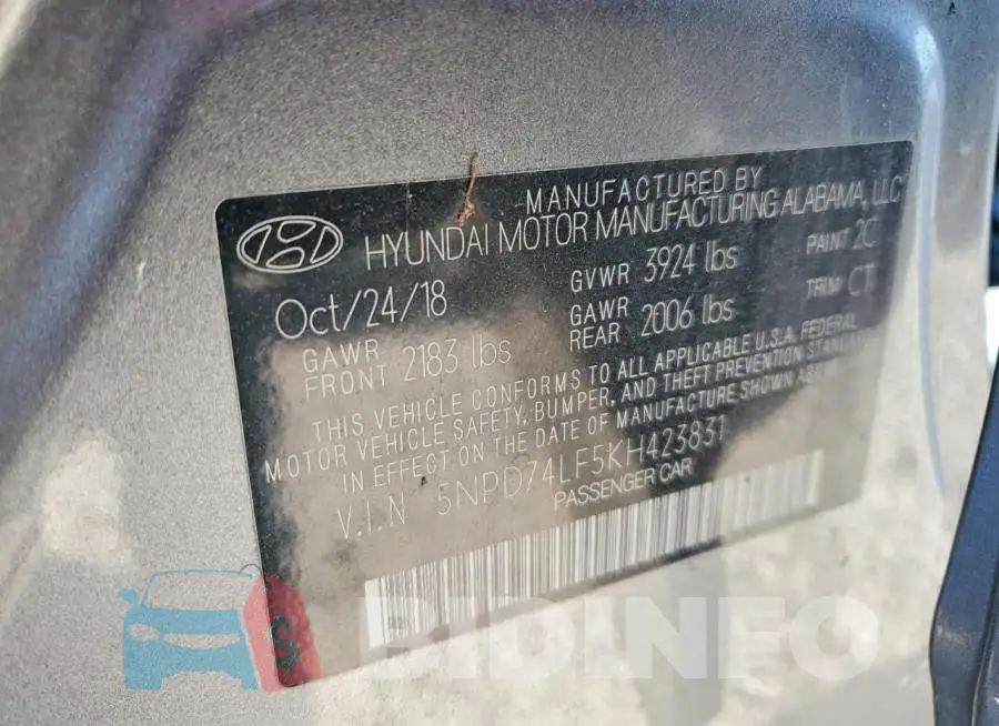5NPD74LF5KH423831 Photo# 13
