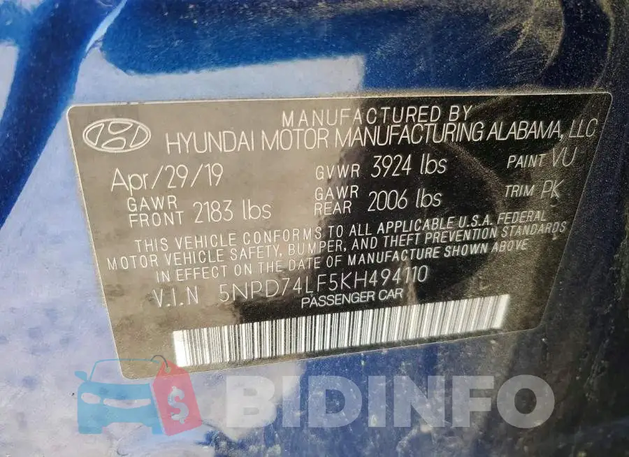 5NPD74LF5KH494110 Photo# 12