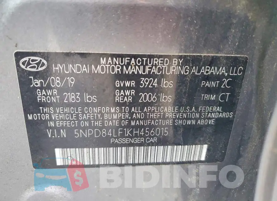 5NPD84LF1KH456015 Photo# 12
