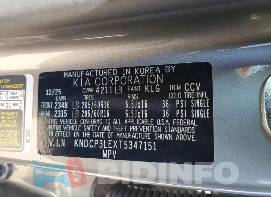 KNDCP3LEXT5347151 Photo# 13