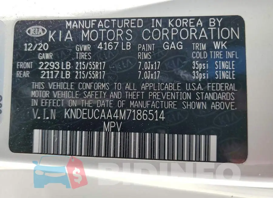 KNDEUCAA4M7186514 Photo# 14