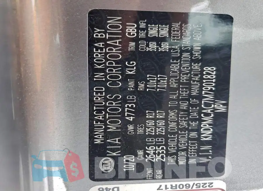 KNDPMCAC7M7901828 Photo# 13