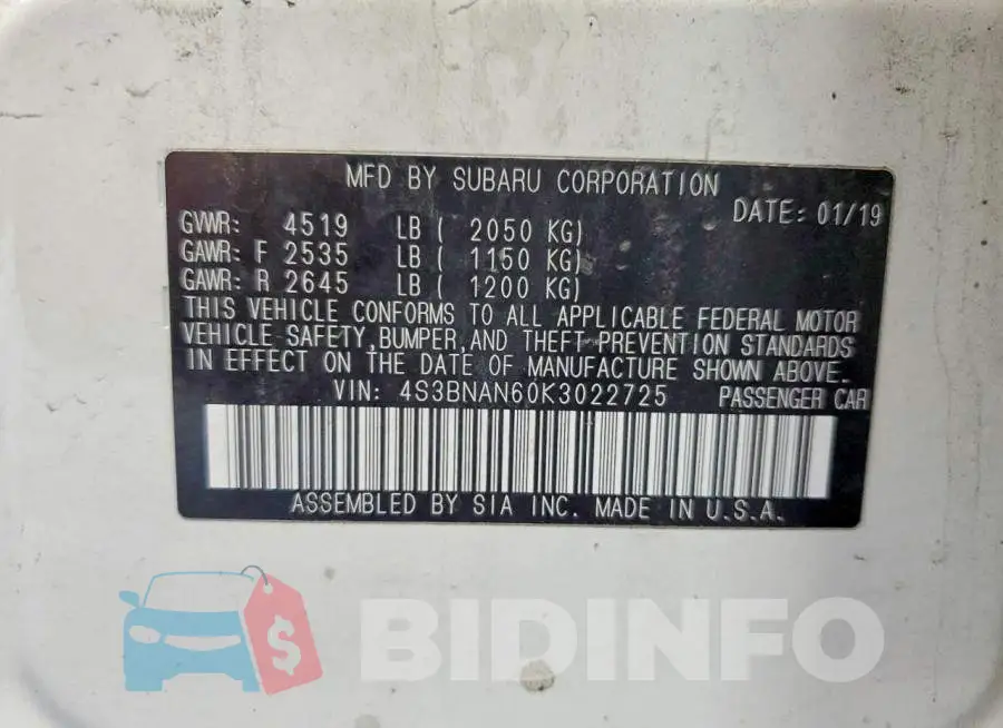 4S3BNAN60K3022725 Photo# 13