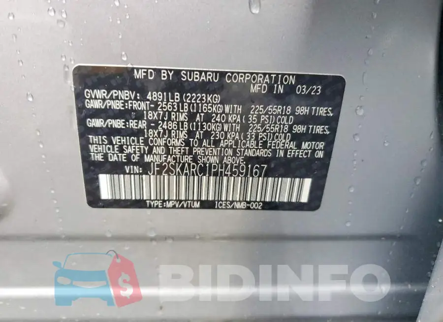 JF2SKARC1PH459167 Photo# 14