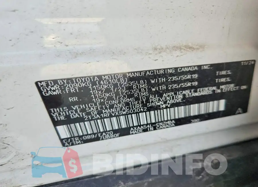 2T3A1RFVXSW503042 Photo# 12