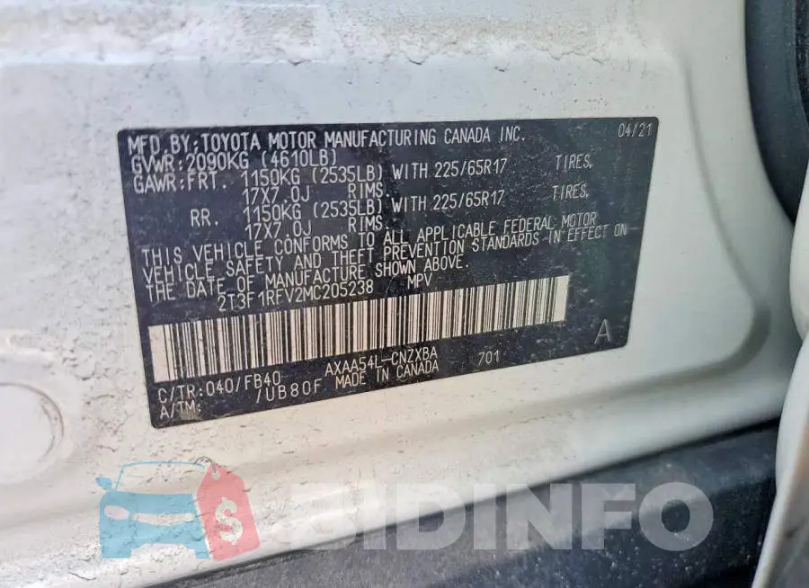 2T3F1RFV2MC205238 Photo# 13