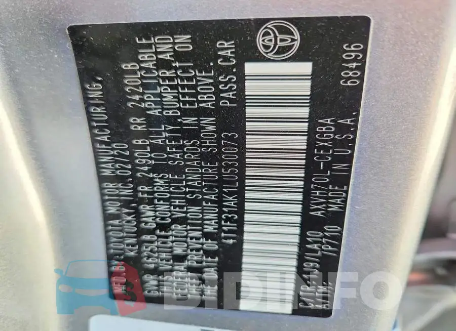 4T1F31AK1LU530073 Photo# 12
