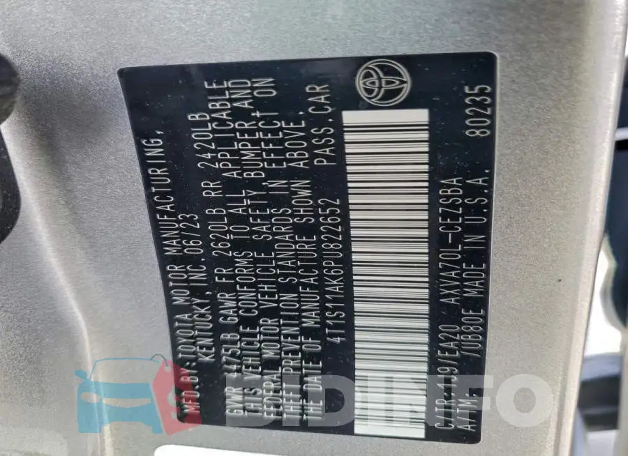 4T1S11AK6PU822652 Photo# 12