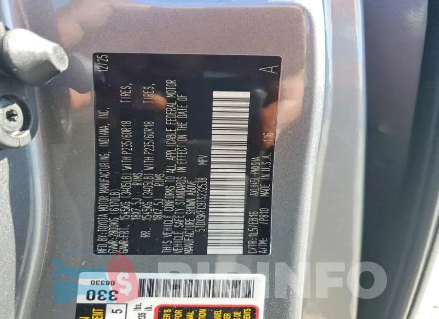 5TDXSKFC9TS232538 Photo# 13