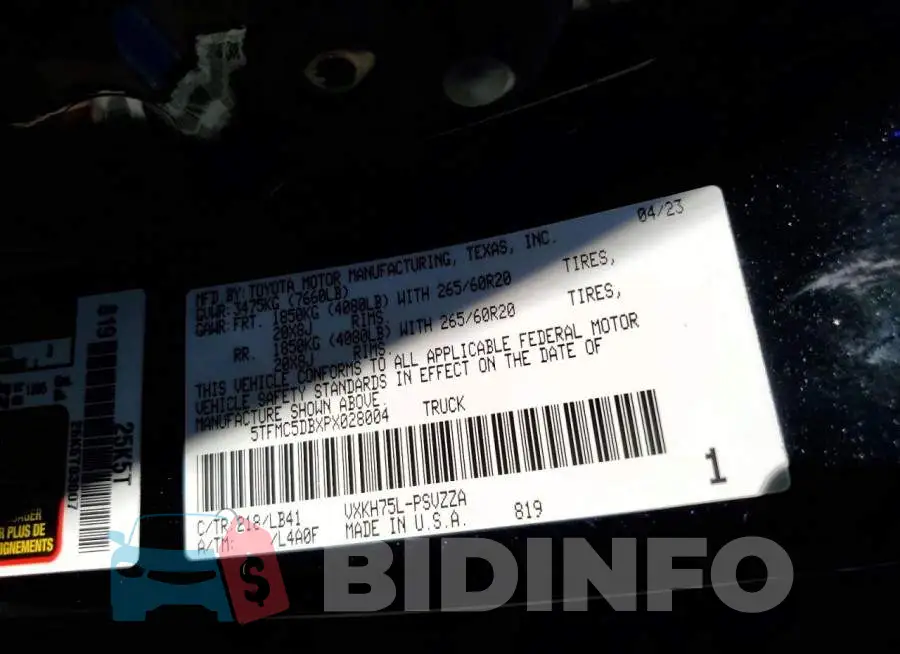 5TFMC5DBXPX028004 Photo# 13