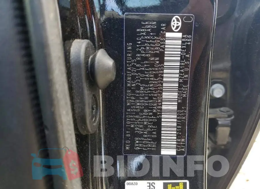 5YFB4MDE7SP272855 Photo# 12