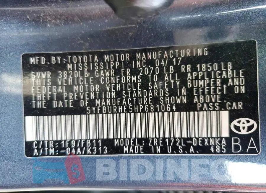 5YFBURHE5HP681064 Photo# 13