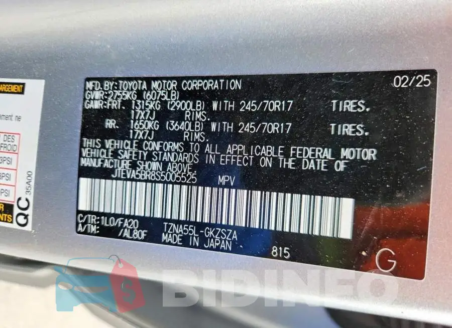 JTEVA5BR8S5005525 Photo# 13