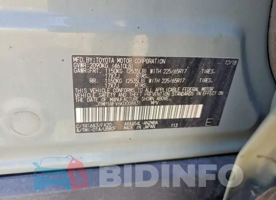JTMP1RFV6KD008831 Photo# 14