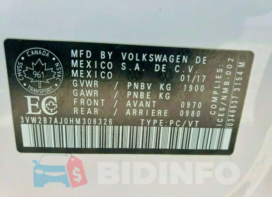 3VW2B7AJ0HM308326 Photo# 12