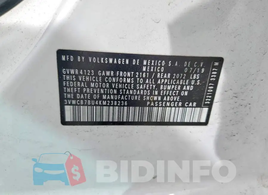 3VWCB7BU4KM238236 Photo# 12