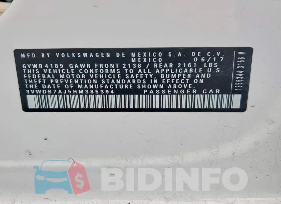 3VWDB7AJ5HM385394 Photo# 12
