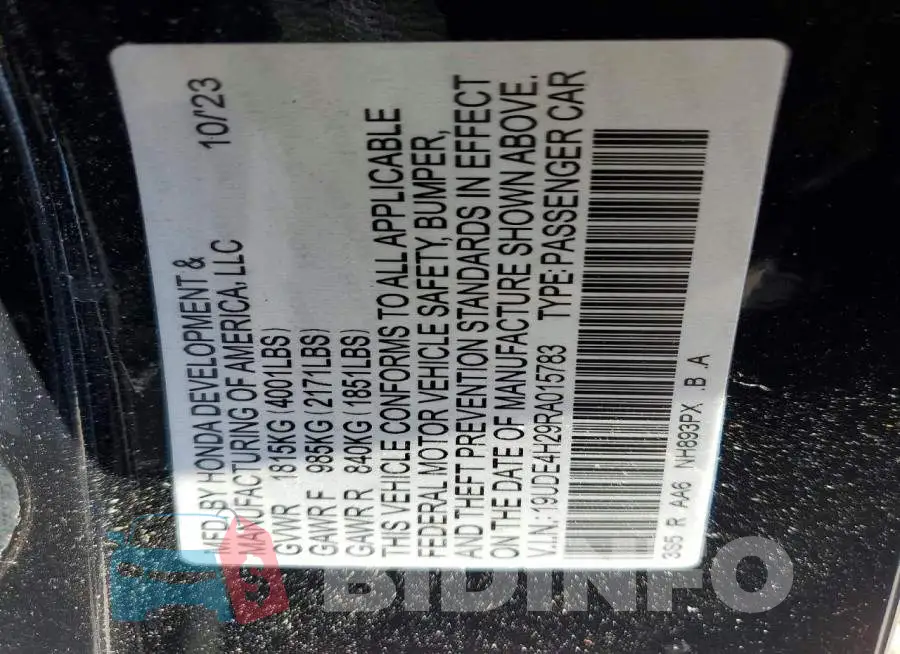 19UDE4H29RA015783 Photo# 12