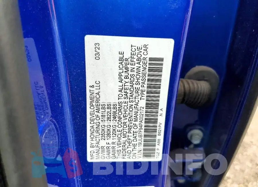 19UUB7F94PA002172 Photo# 13