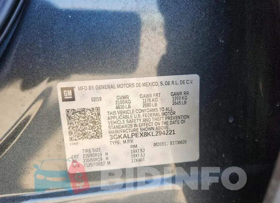 3GKALPEX8KL294221 Photo# 13