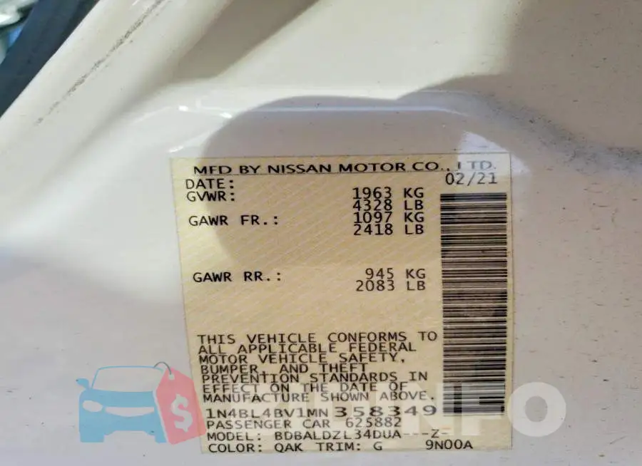 1N4BL4BV1MN358349 Photo# 12