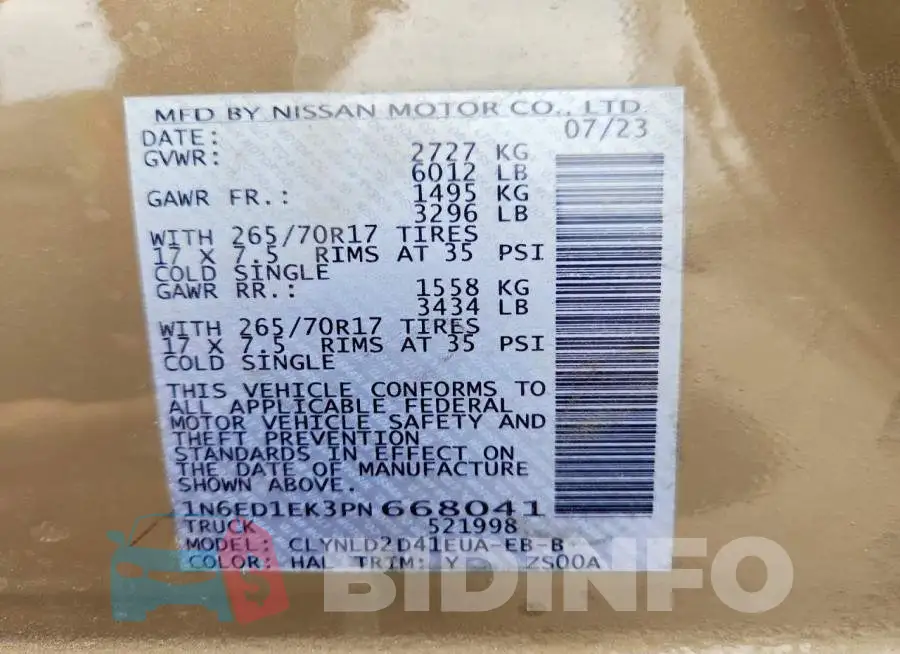 1N6ED1EK3PN668041 Photo# 12