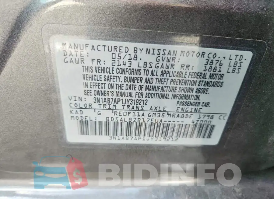 3N1AB7AP1JY319212 Photo# 13