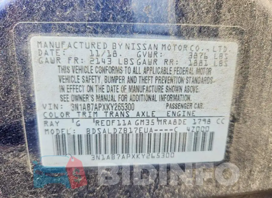 3N1AB7APXKY265300 Photo# 13