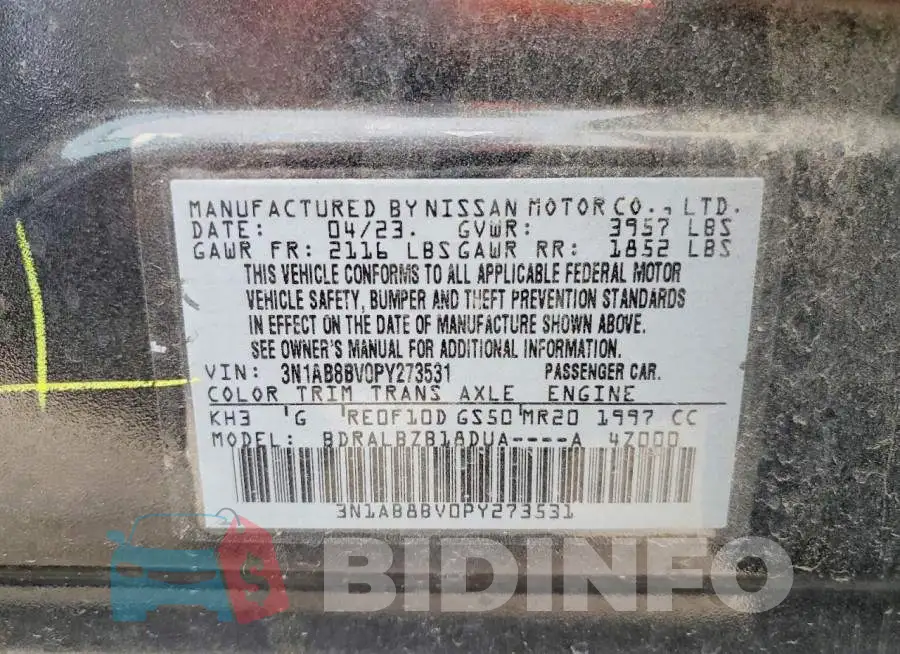 3N1AB8BV0PY273531 Photo# 13