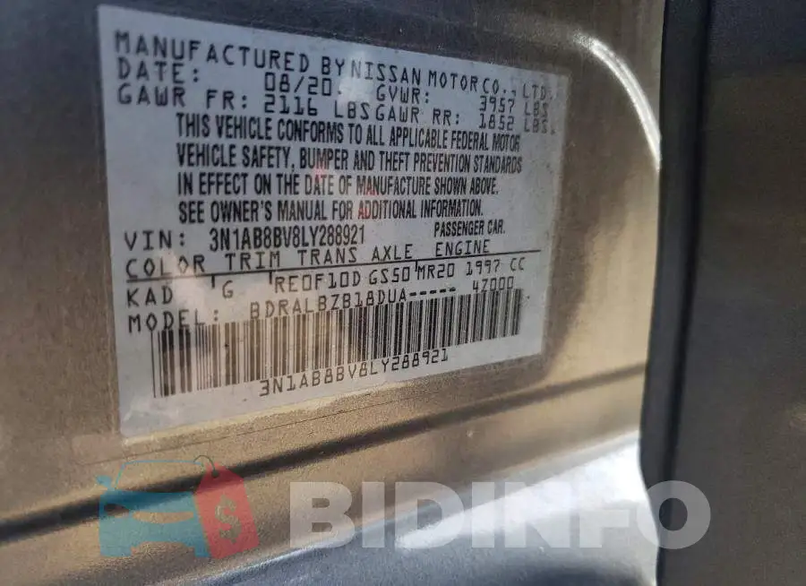 3N1AB8BV8LY288921 Photo# 12