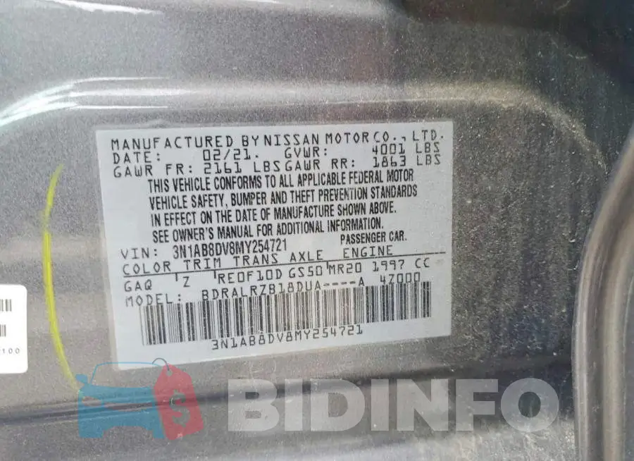 3N1AB8DV8MY254721 Photo# 12