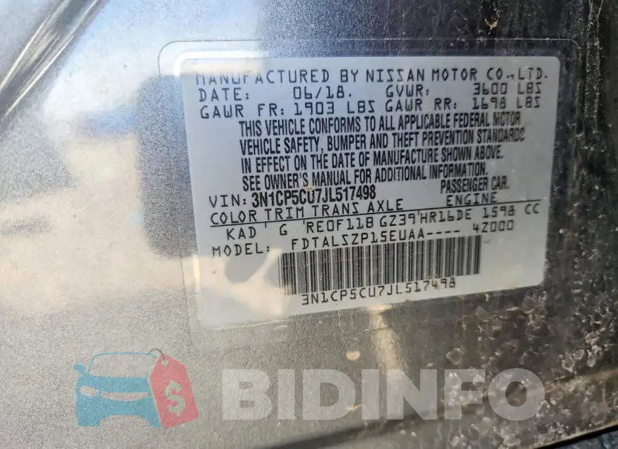 3N1CP5CU7JL517498 Photo# 13