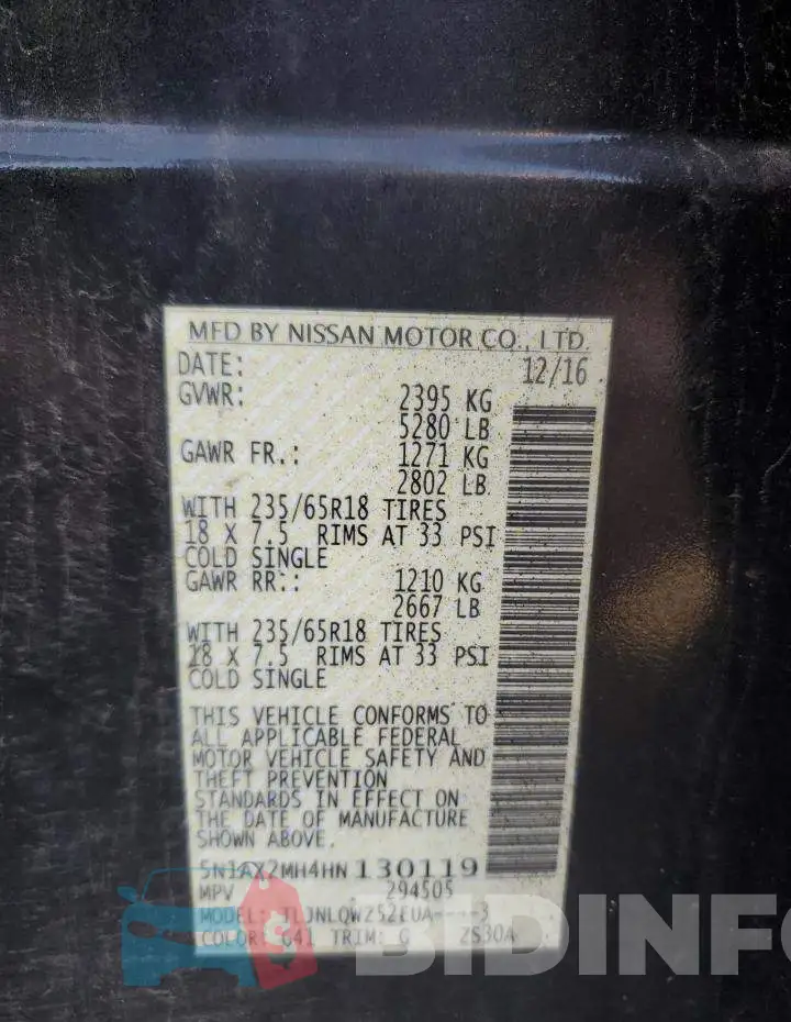 5N1AZ2MH4HN130119 Photo# 13