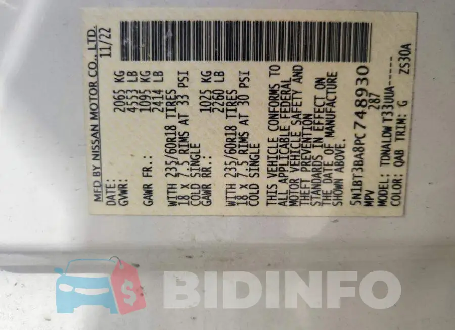5N1BT3BA8PC748930 Photo# 13