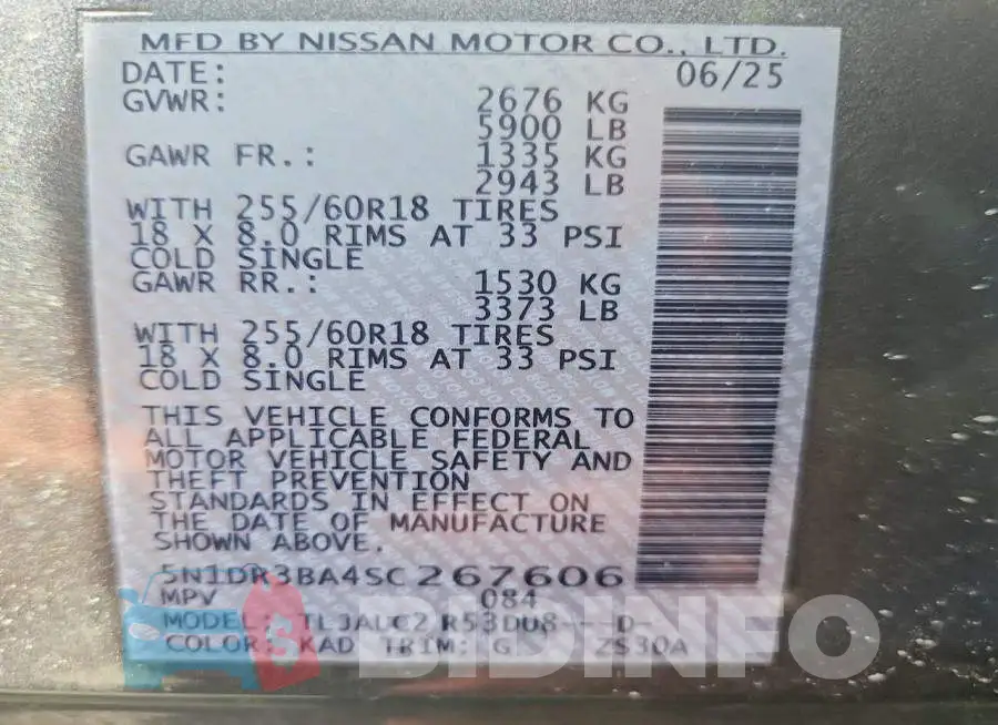 5N1DR3BA4SC267606 Photo# 13