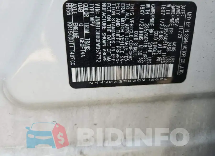 JN8BT3BB0PW357772 Photo# 13