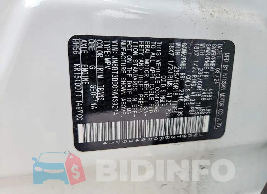 JN8BT3BB0RW439214 Photo# 14