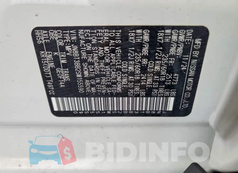 JN8BT3BB2SW155590 Photo# 13