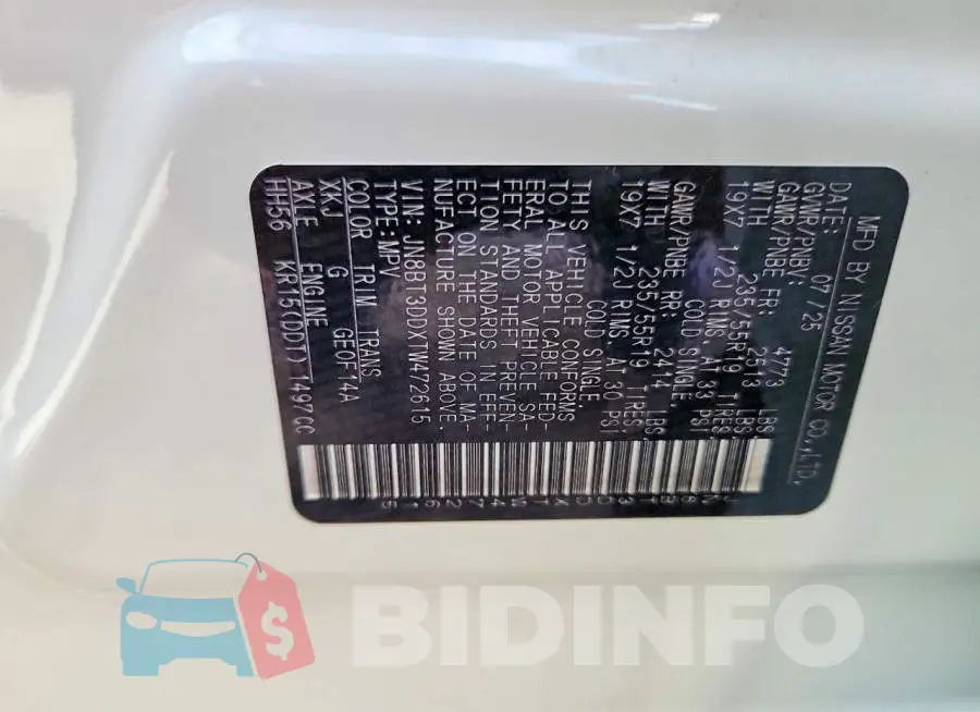 JN8BT3DDXTW472615 Photo# 14