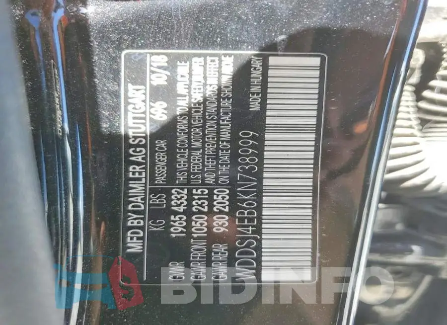 WDDSJ4EB6KN738999 Photo# 12
