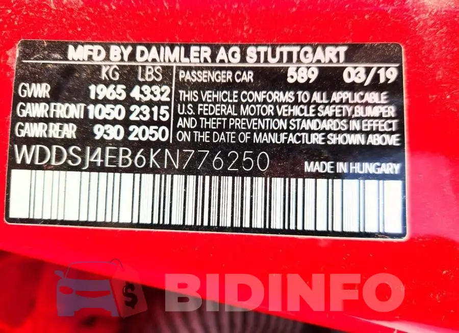 WDDSJ4EB6KN776250 Photo# 12