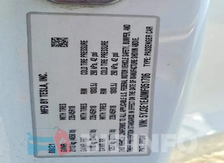 5YJ3E1EA0MF051706 Photo# 12