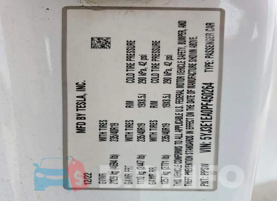 5YJ3E1EA0PF450264 Photo# 12
