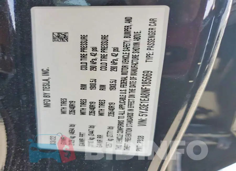 5YJ3E1EA8NF185669 Photo# 12