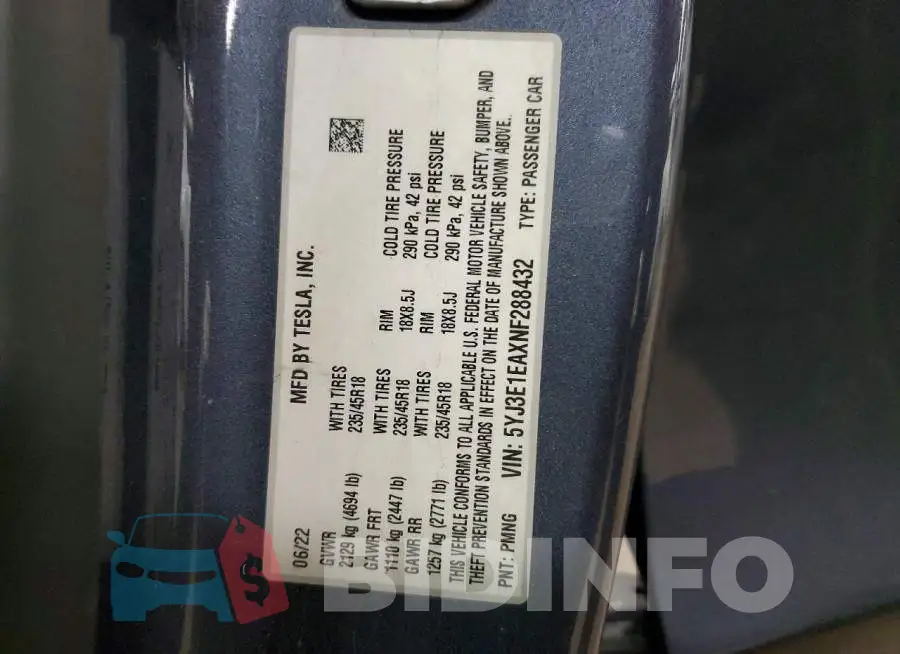 5YJ3E1EAXNF288432 Photo# 12