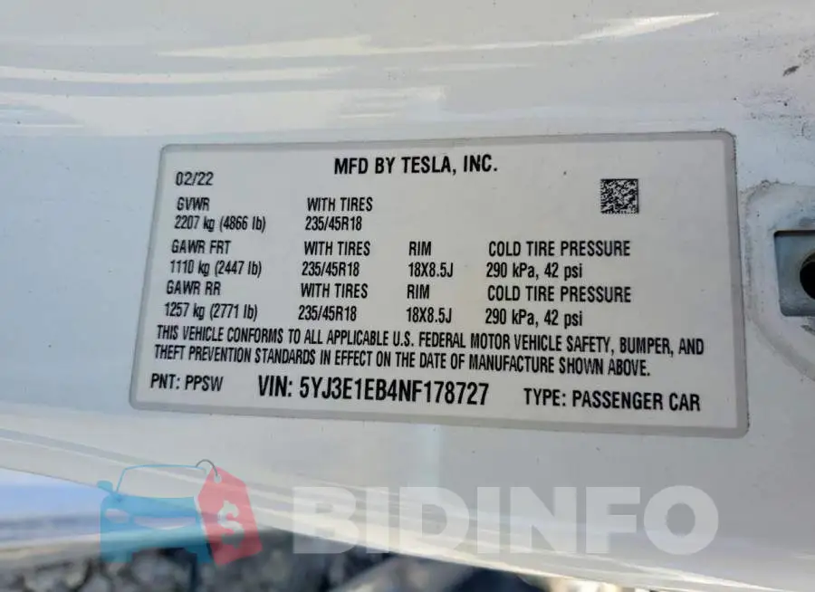 5YJ3E1EB4NF178727 Photo# 14