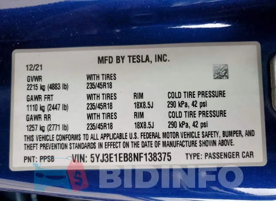 5YJ3E1EB8NF138375 Photo# 12