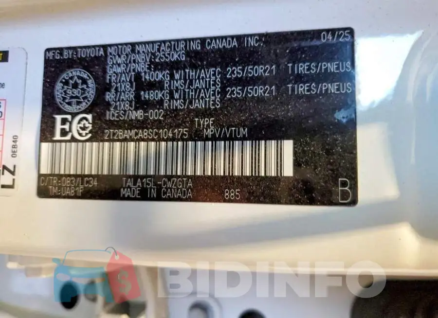 2T2BAMCA8SC104175 Photo# 13